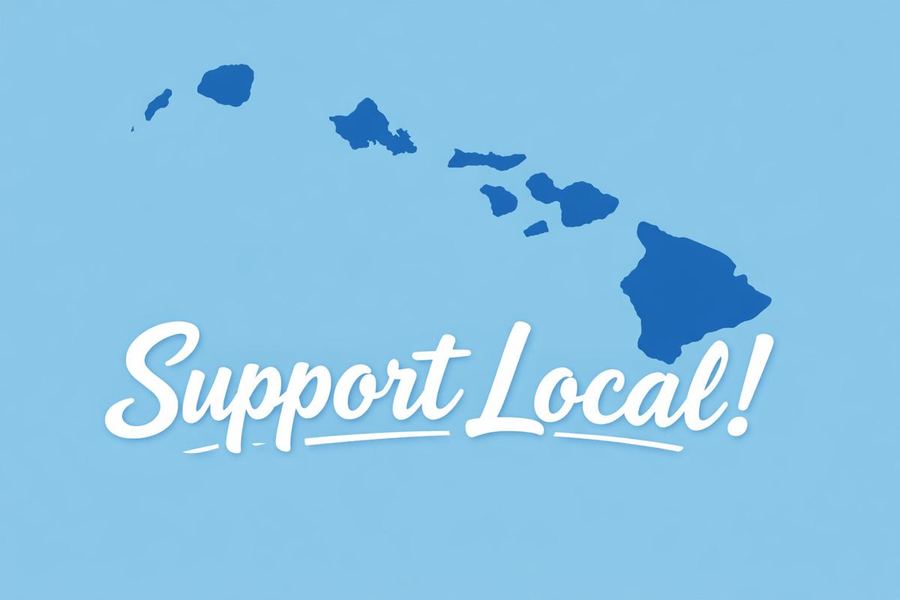Support Local! graphic with the Hawaiian islands